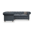 Everett LH Leather Corner Sofa Navy Washed Feet from Roseland Furniture
