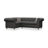 Everett LH Leather Corner Sofa Raven Washed Feet from Roseland Furniture