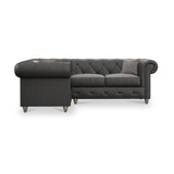 Everett LH Leather Corner Sofa Raven Washed Feet from Roseland Furniture