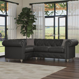 Everett LH Leather Corner Sofa Raven Washed Feet from Roseland Furniture