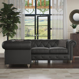 Everett LH Leather Corner Sofa Raven Washed Feet from Roseland Furniture