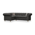 Everett LH Leather Corner Sofa Raven Walnut Feet from Roseland Furniture
