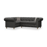 Everett LH Leather Corner Sofa Raven Walnut Feet from Roseland Furniture