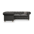 Everett LH Leather Corner Sofa Raven Walnut Feet from Roseland Furniture