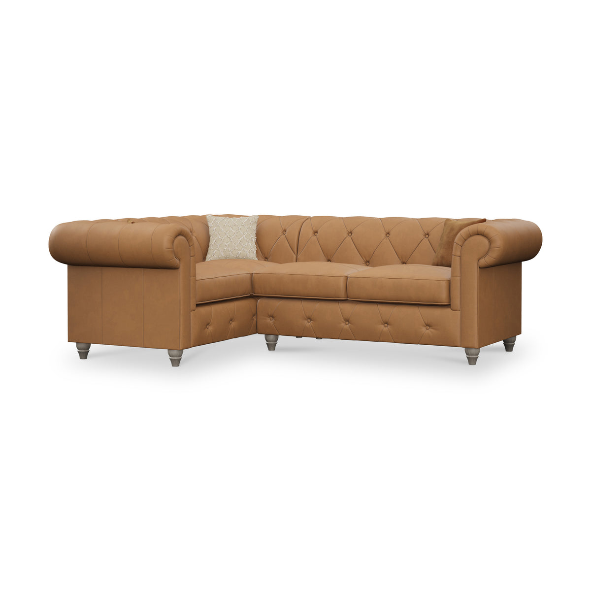 Everett LH Leather Corner Sofa Saddle Washed Feet from Roseland Furniture