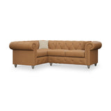 Everett LH Leather Corner Sofa Saddle Washed Feet from Roseland Furniture