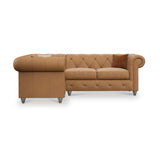 Everett LH Leather Corner Sofa Saddle Washed Feet from Roseland Furniture