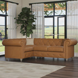 Everett LH Leather Corner Sofa Saddle Washed Feet from Roseland Furniture