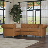 Everett LH Leather Corner Sofa Saddle Walnut Feet from Roseland Furniture