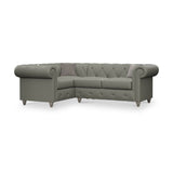 Everett LH Leather Corner Sofa Stone Grey Washed Feet from Roseland Furniture