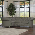 Everett LH Leather Corner Sofa Stone Grey Washed Feet from Roseland Furniture
