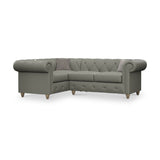 Everett LH Leather Corner Sofa Stone Grey Walnut Feet from Roseland Furniture