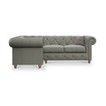 Everett LH Leather Corner Sofa Stone Grey Walnut Feet from Roseland Furniture