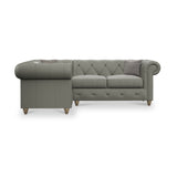 Everett LH Leather Corner Sofa Stone Grey Walnut Feet from Roseland Furniture