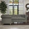 Everett LH Leather Corner Sofa Stone Grey Walnut Feet from Roseland Furniture
