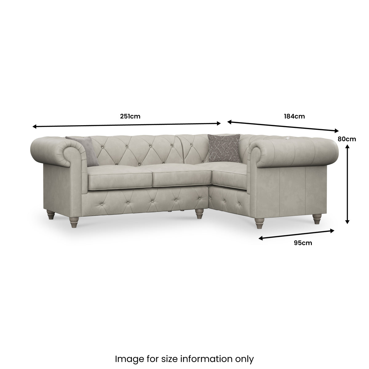 Everett RH Leather Corner Sofa Cloud Washed Feet from Roseland Furniture