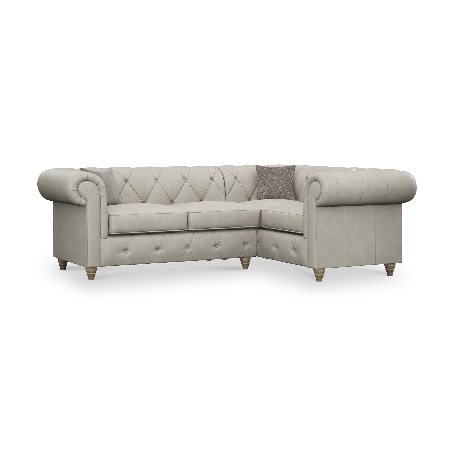 Everett RH Leather Corner Sofa Cloud Walnut Feet from Roseland Furniture