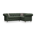 Everett RH Leather Corner Sofa Green Washed Feet from Roseland Furniture
