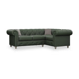 Everett RH Leather Corner Sofa Green Washed Feet from Roseland Furniture
