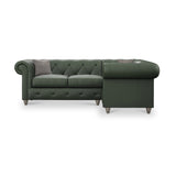 Everett RH Leather Corner Sofa Green Washed Feet from Roseland Furniture
