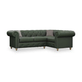 Everett RH Leather Corner Sofa Green Walnut Feet from Roseland Furniture