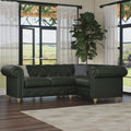 Everett RH Leather Corner Sofa Green Walnut Feet from Roseland Furniture