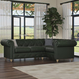 Everett RH Leather Corner Sofa Green Walnut Feet from Roseland Furniture