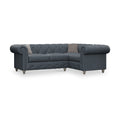 Everett RH Leather Corner Sofa Navy Washed Feet from Roseland Furniture