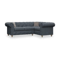 Everett RH Leather Corner Sofa Navy Walnut Feet from Roseland Furniture