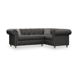 Everett RH Leather Corner Sofa Raven Washed Feet from Roseland Furniture