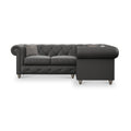 Everett RH Leather Corner Sofa Raven Washed Feet from Roseland Furniture
