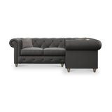 Everett RH Leather Corner Sofa Raven Washed Feet from Roseland Furniture