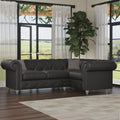 Everett RH Leather Corner Sofa Raven Washed Feet from Roseland Furniture