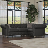 Everett RH Leather Corner Sofa Raven Washed Feet from Roseland Furniture