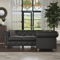 Everett RH Leather Corner Sofa Raven Washed Feet from Roseland Furniture