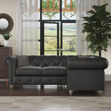 Everett RH Leather Corner Sofa Raven Washed Feet from Roseland Furniture