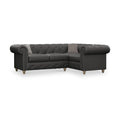 Everett RH Leather Corner Sofa Raven Walnut Feet from Roseland Furniture