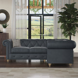 Everett RH Leather Corner Sofa Raven Walnut Feet from Roseland Furniture