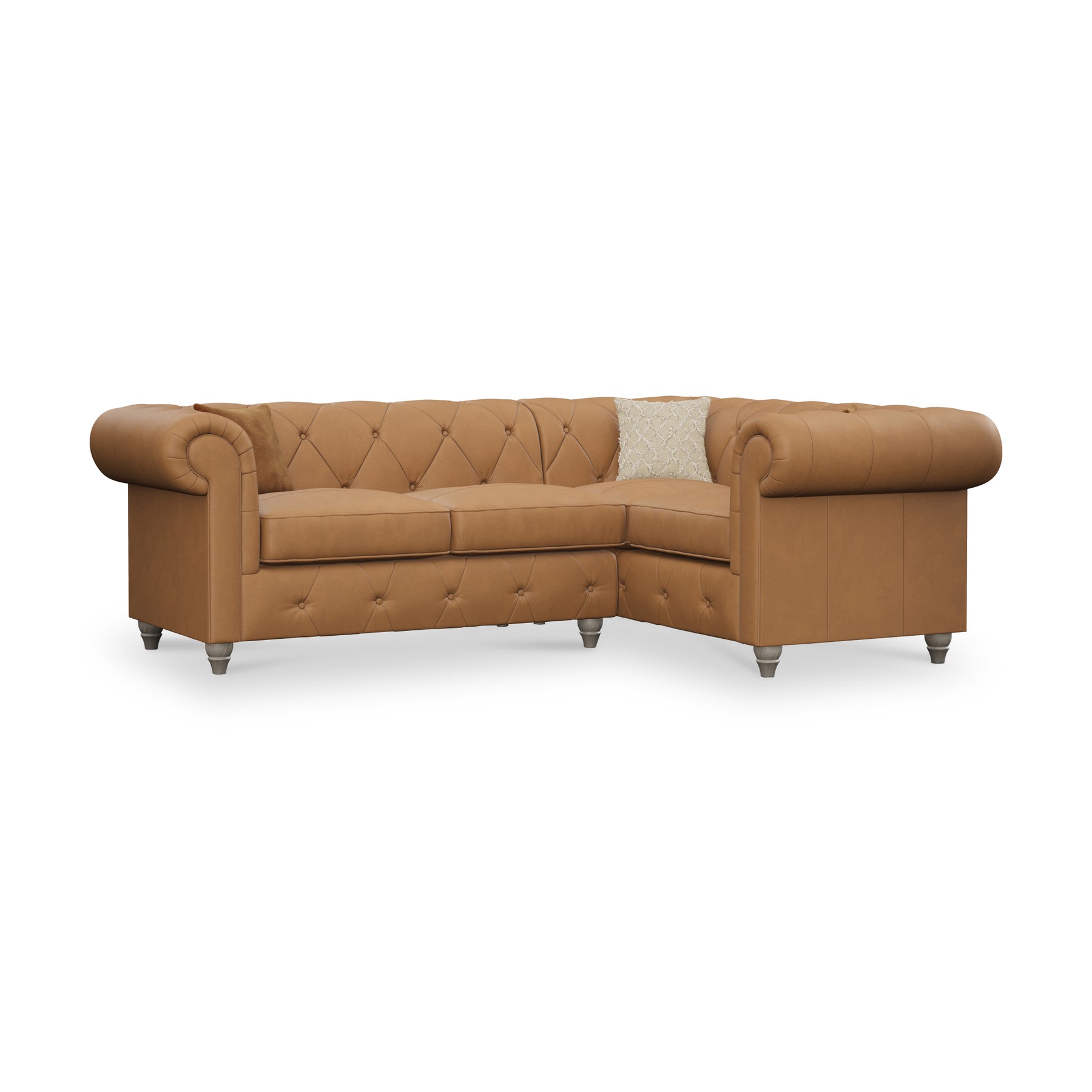 Everett RH Leather Corner Sofa Saddle Washed Feet from Roseland Furniture