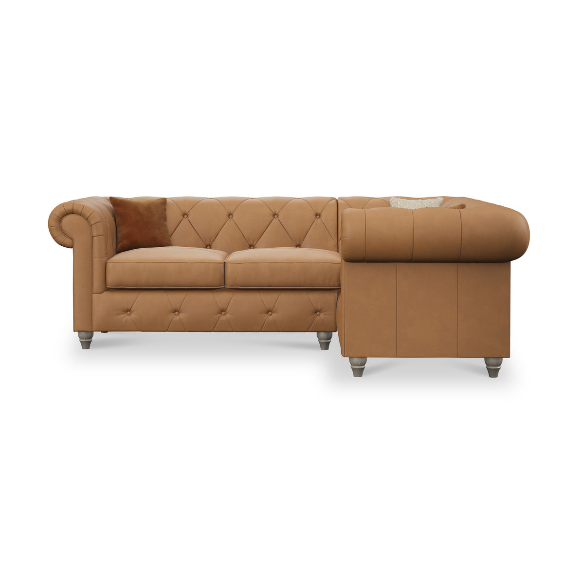 Everett RH Leather Corner Sofa Saddle Washed Feet from Roseland Furniture