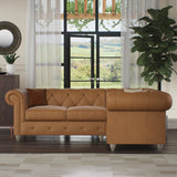 Everett RH Leather Corner Sofa Saddle Washed Feet from Roseland Furniture