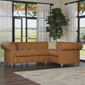 Everett RH Leather Corner Sofa Saddle Walnut Feet from Roseland Furniture
