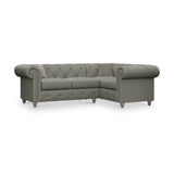 Everett RH Leather Corner Sofa Stone Grey Washed Feet from Roseland Furniture