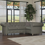 Everett RH Leather Corner Sofa Stone Grey Washed Feet from Roseland Furniture