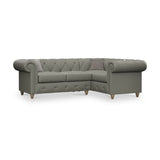 Everett RH Leather Corner Sofa Stone Grey Walnut Feet from Roseland Furniture