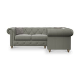 Everett RH Leather Corner Sofa Stone Grey Walnut Feet from Roseland Furniture