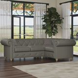 Everett RH Leather Corner Sofa Stone Grey Walnut Feet from Roseland Furniture