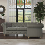 Everett RH Leather Corner Sofa Stone Grey Walnut Feet from Roseland Furniture