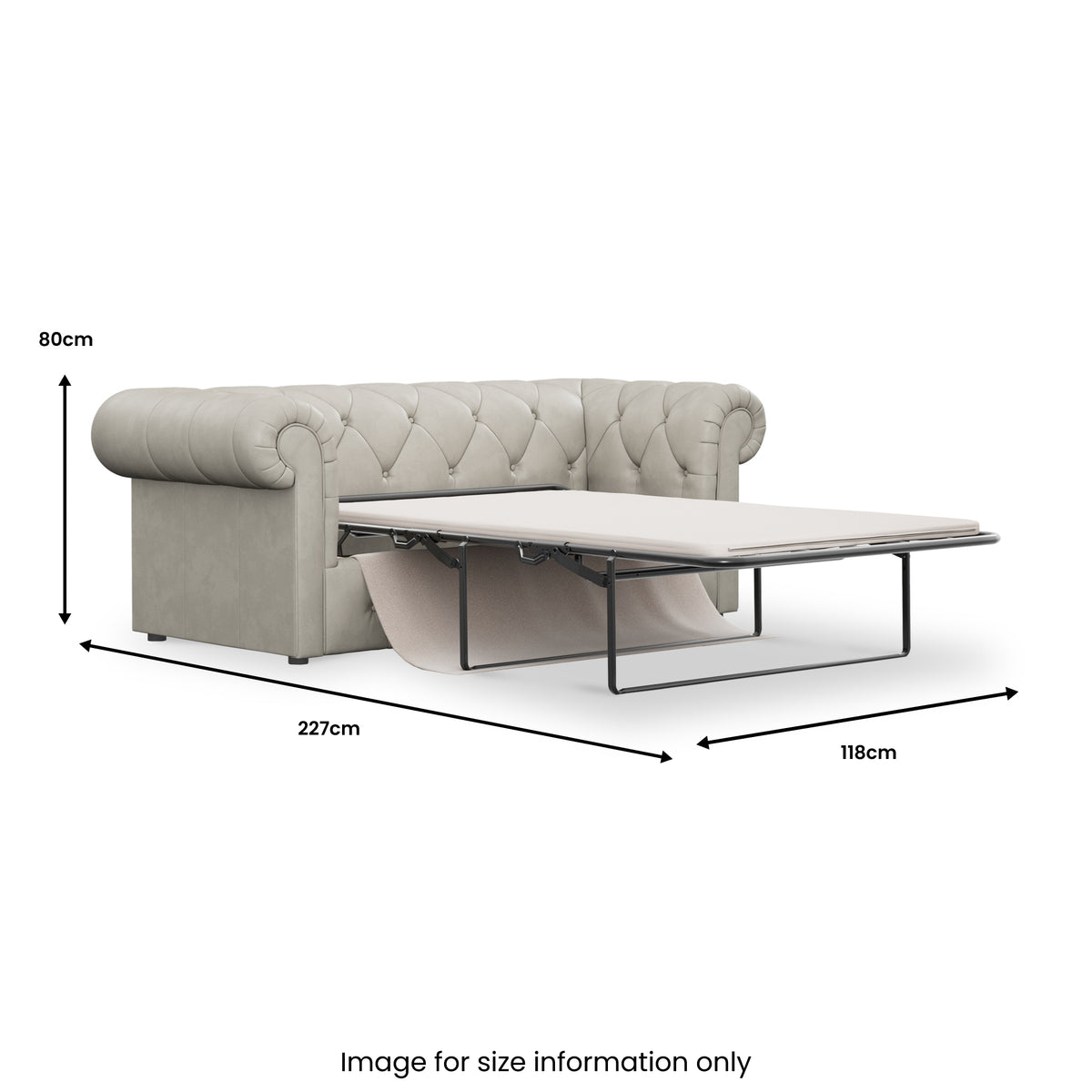 Everett 3 Seater Leather Sofa Bed Cloud from Roseland Furniture