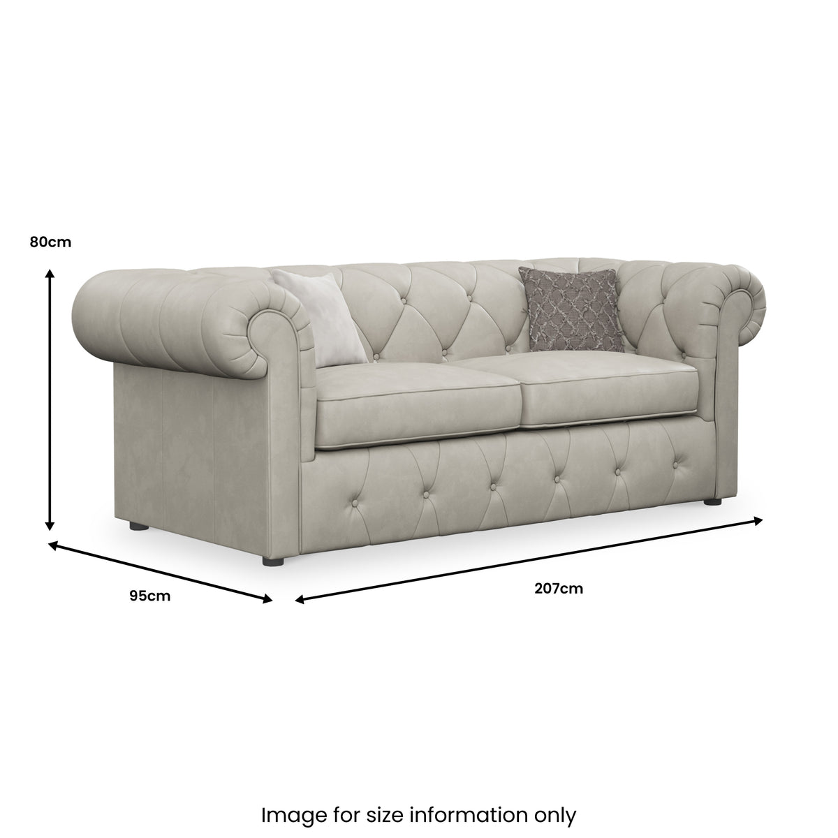 Everett 3 Seater Leather Sofa Bed Cloud from Roseland Furniture